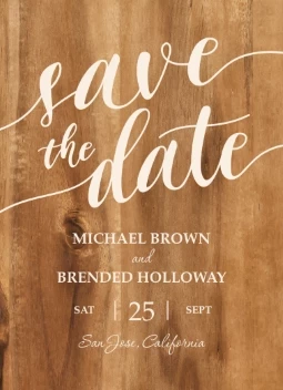 Script On Wood Save The Date