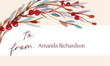 Watercolor Holiday Branches Tag