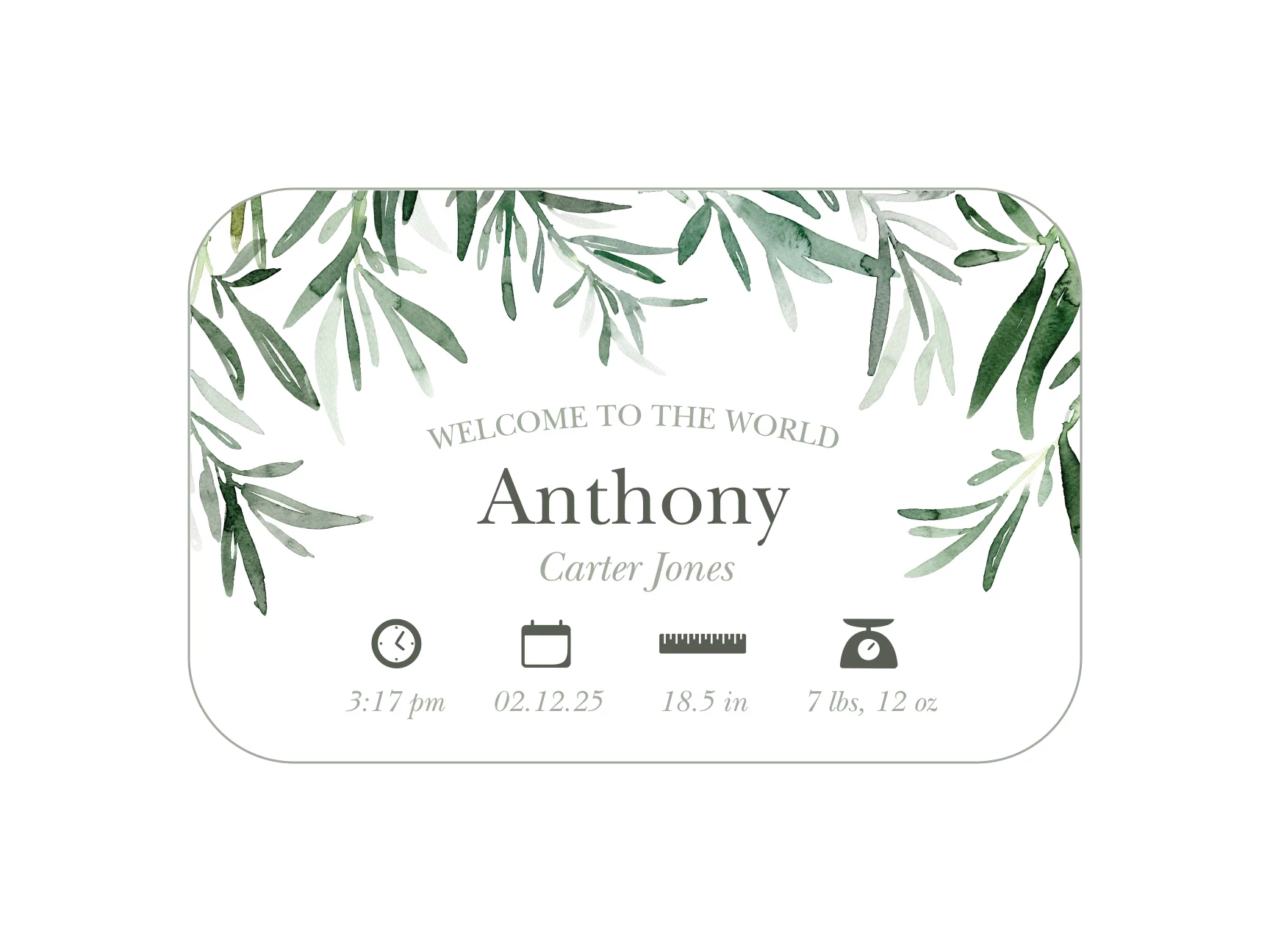 Watercolor Leaves Baby Border