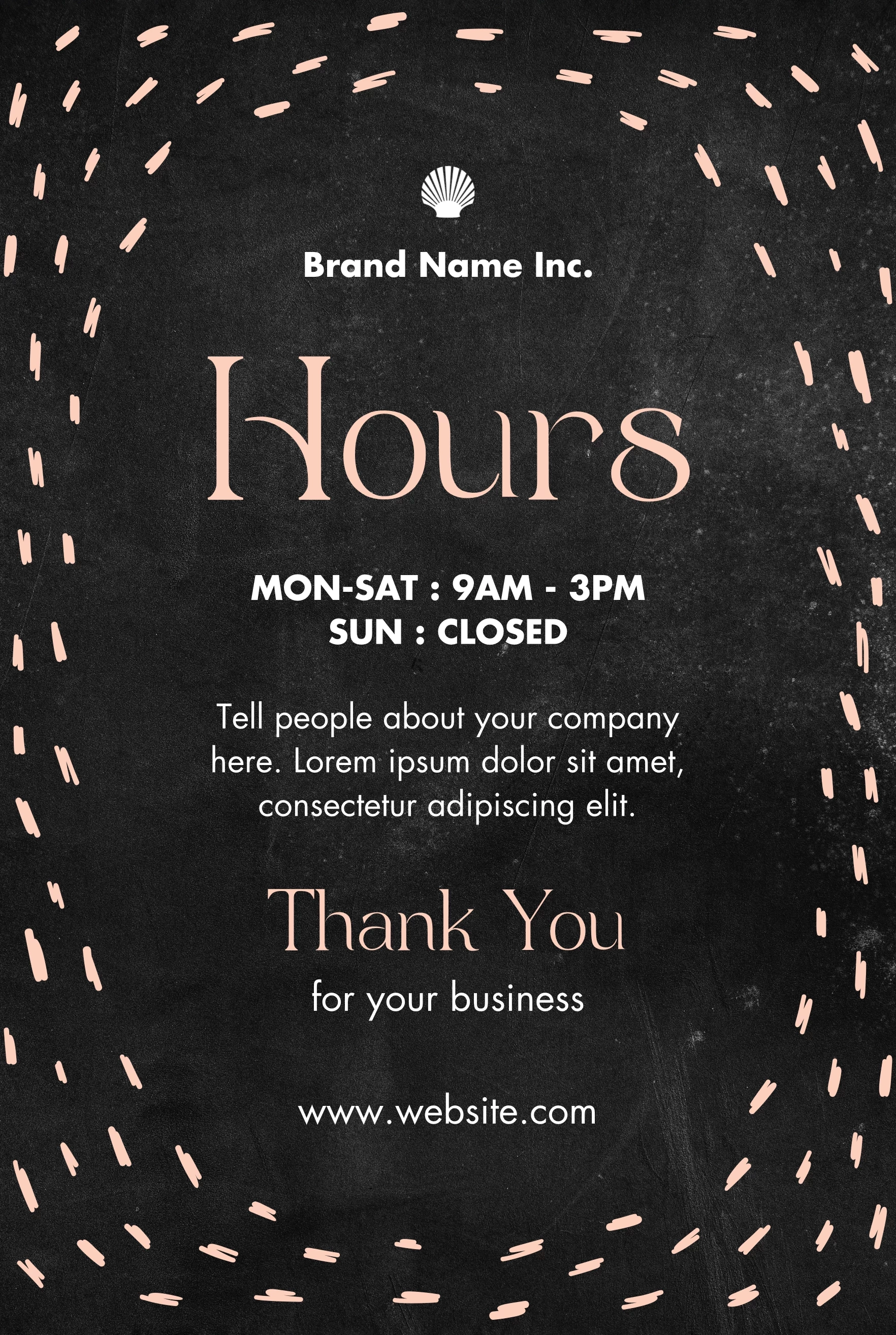 Operating Hours Spa Chalkboard