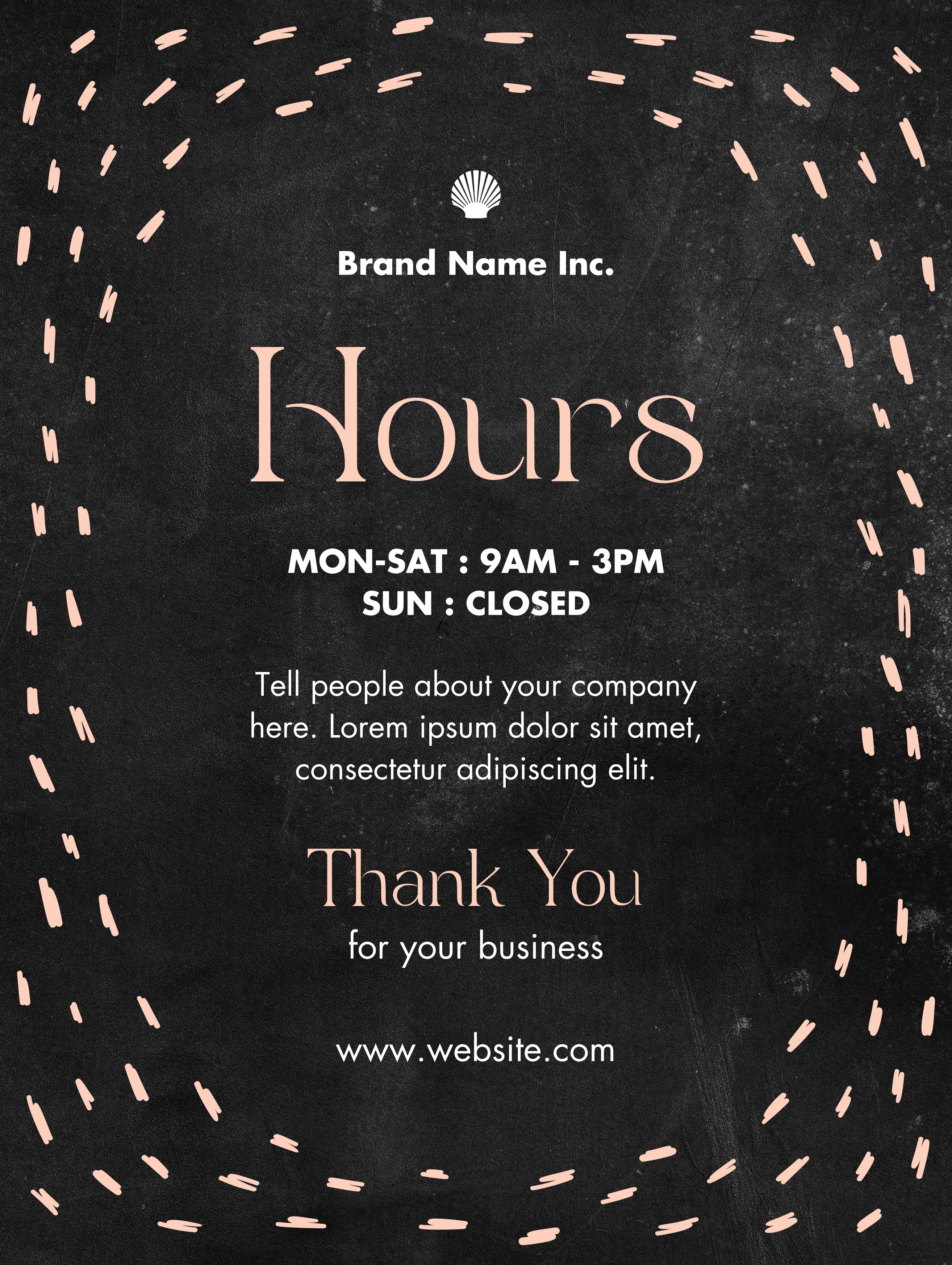 Operating Hours Spa Chalkboard