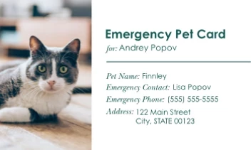 Personal Pet Emergency Card