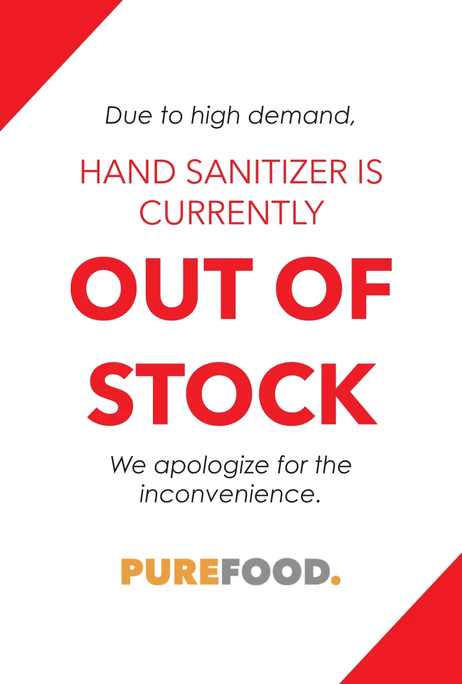 Store Out Of Stock