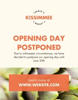 Farmers Market Postponed