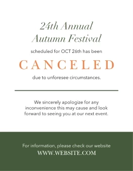Seasonal Festival Canceled