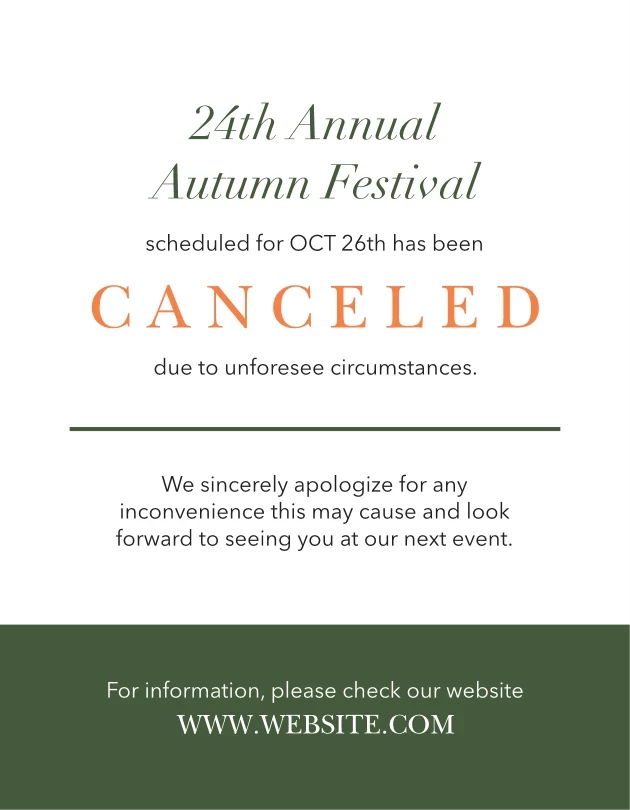Seasonal Festival Canceled