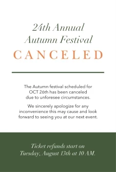 Seasonal Festival Canceled