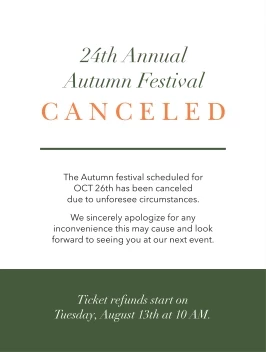 Seasonal Festival Canceled