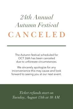 Seasonal Festival Canceled