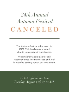 Seasonal Festival Canceled