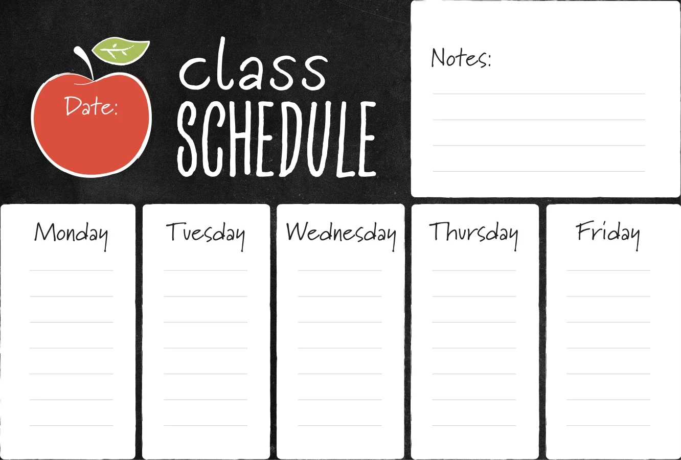 Chalkboard and Apple Schedule