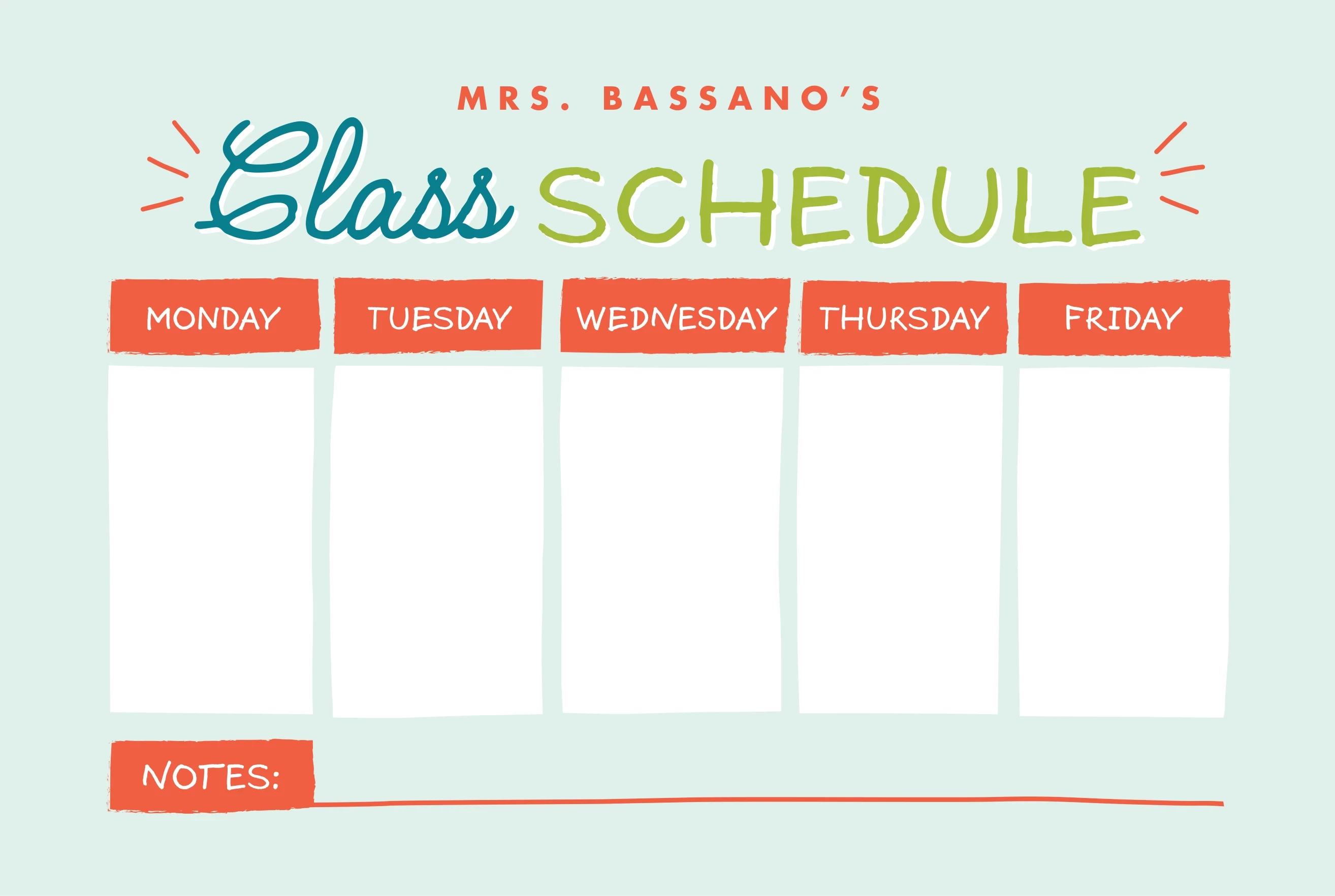 Class Schedule Playful Sketch