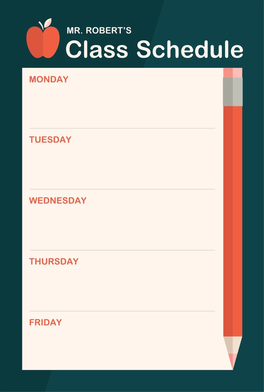 Pencil and Apple Schedule