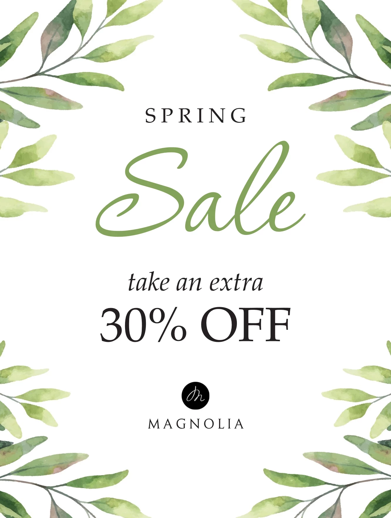 Spring Sale Watercolor Leaves