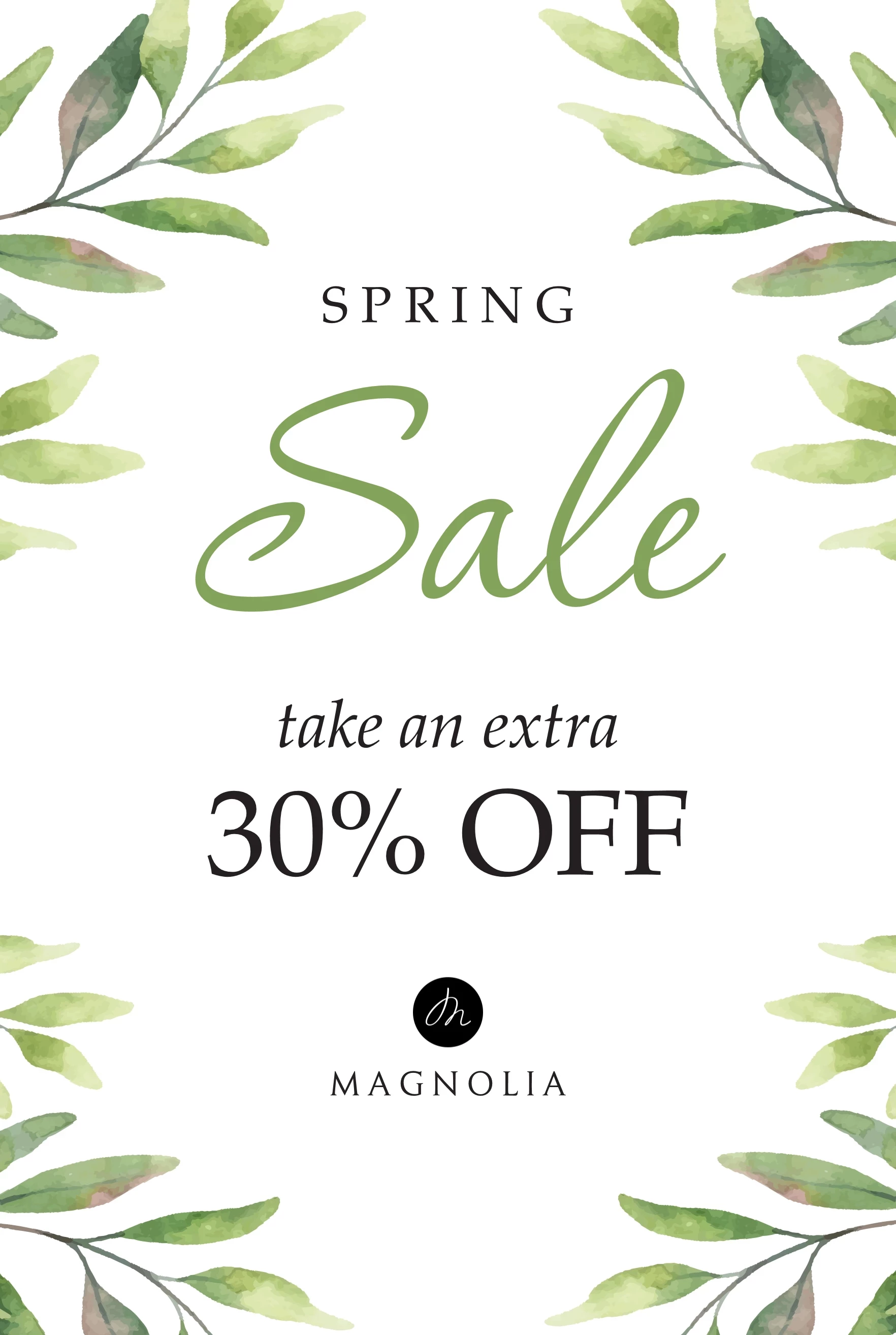 Spring Sale Watercolor Leaves