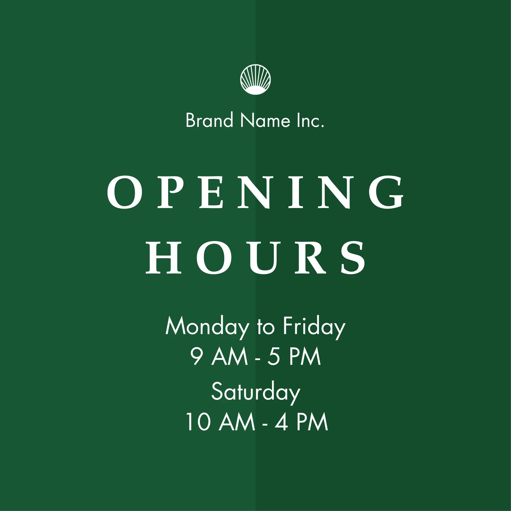 Opening Hours Decal
