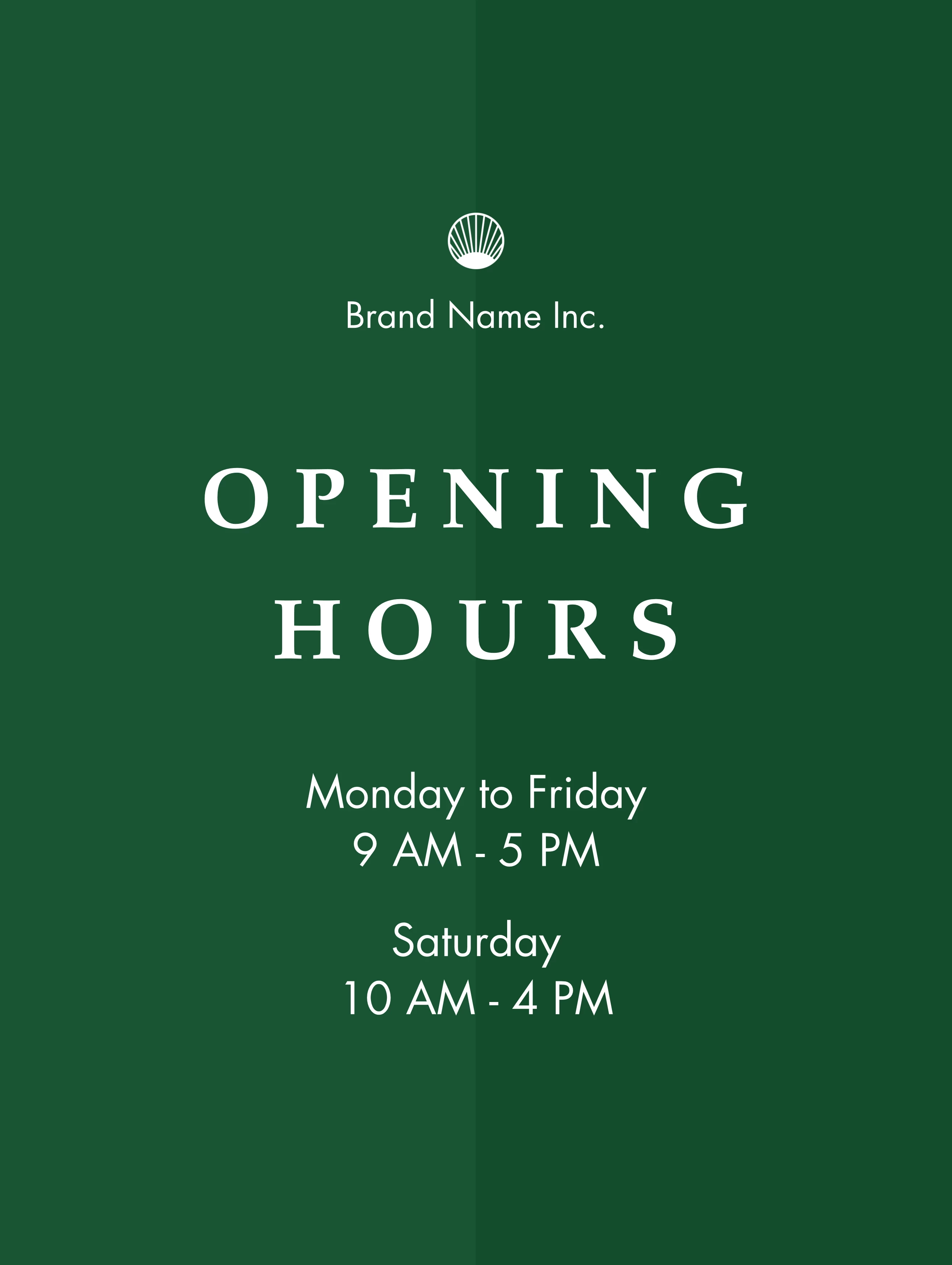 Opening Hours Decal