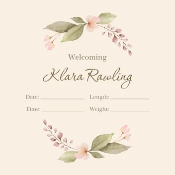 Delicate Floral Announcement