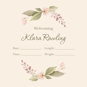 Delicate Floral Announcement