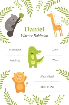 Safari Birth Announcement