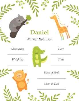 Safari Birth Announcement