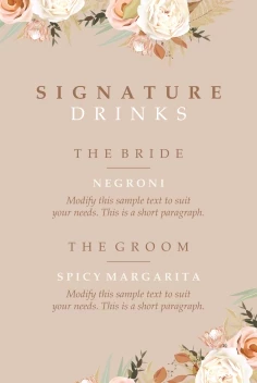 Floral Swirl Bar Menu