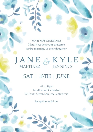 Watercolor Flowers Invitations