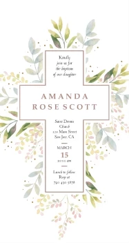 Floral Watercolor Cross Baptism