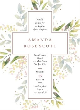 Floral Watercolor Cross Baptism