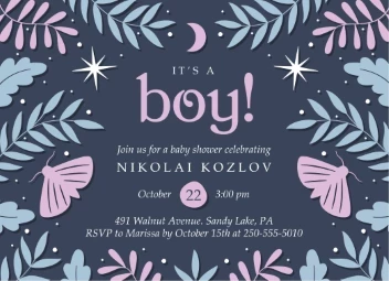 Moths and Leaves Baby Boy