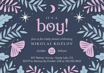 Moths and Leaves Baby Boy