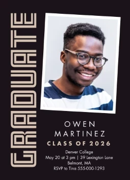 Striped Grad Invitation