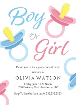 Pacifiers Gender Reveal