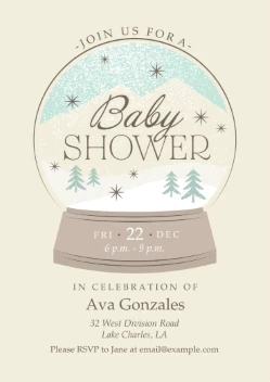 Wintery Snow Globe Shower Invitation