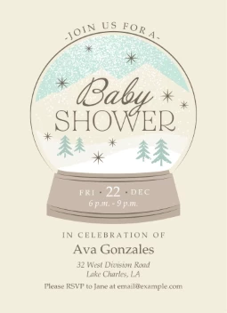 Wintery Snow Globe Shower Invitation