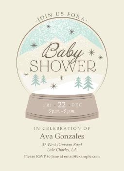 Wintery Snow Globe Shower Invitation