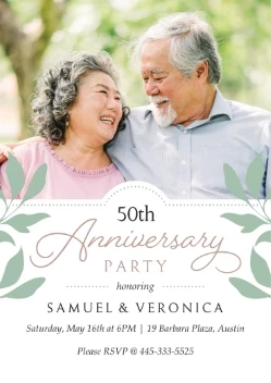 Classy Leaves Anniversary Invitation