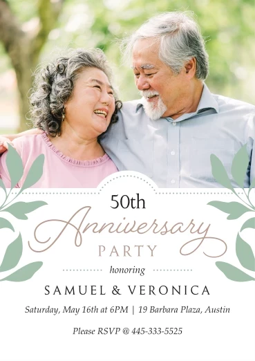 Classy Leaves Anniversary Invitation