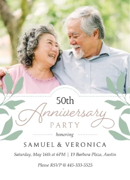 Classy Leaves Anniversary Invitation