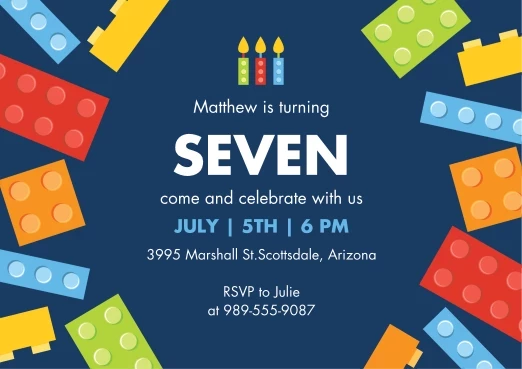 Color Blocks Birthday Invitation