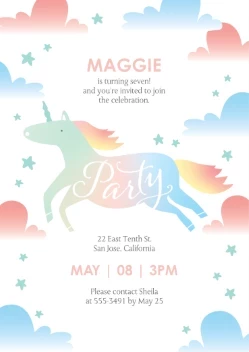 Unicorn Birthday Invitation