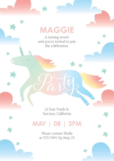 Unicorn Birthday Invitation