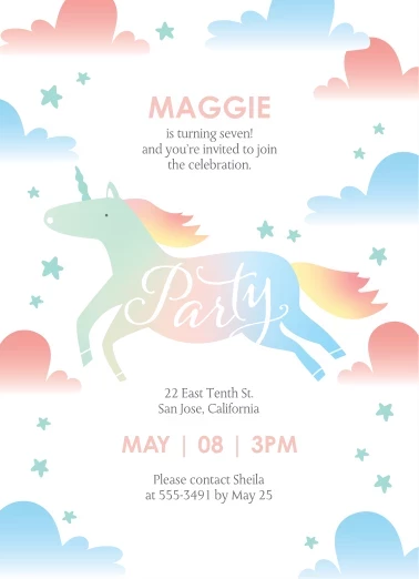 Unicorn Birthday Invitation
