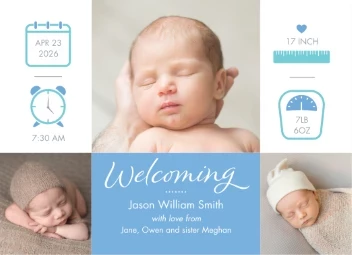 Welcome Baby Boy Announcement