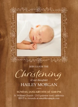 Wood Texture Floral Baptism