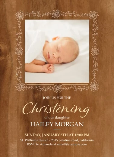 Wood Texture Floral Baptism