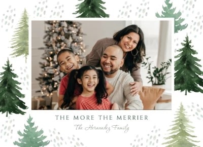 Personalized Christmas Holiday Cards: Red Blush and Green Tree {Our First  Christmas Cards, Family Christmas Cards}