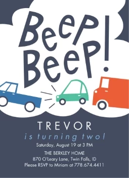 Beep Beep Birthday Invitation