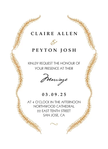 Foil Curvy Leaves Invitation