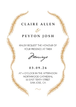 Foil Curvy Leaves Invitation